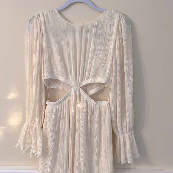 ZARA Cream Crinkly Midriff Cut Out Midi Dress M NWT - Picture 8 of 16